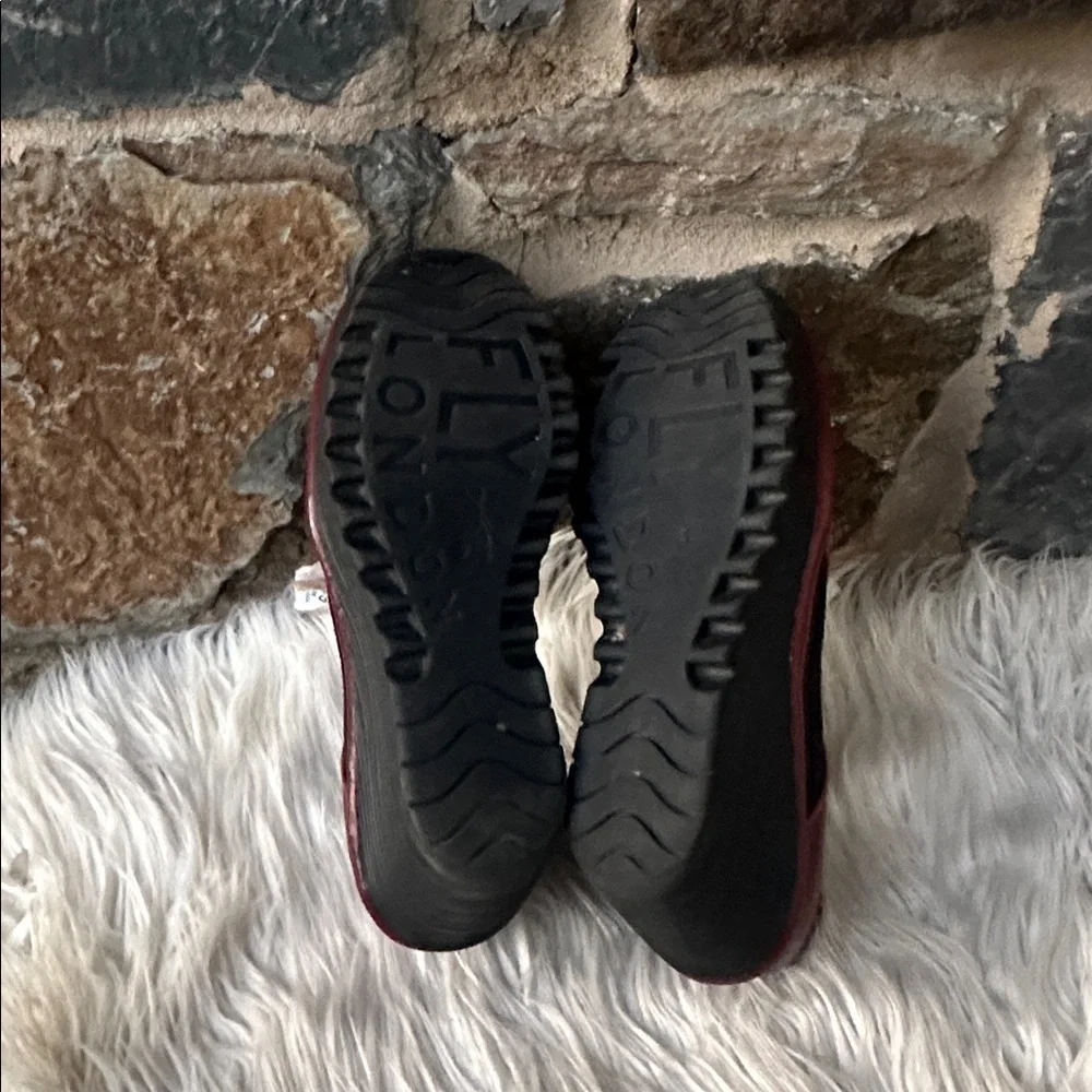 Fly London 'Yua' Genuine Leather Low Cut Wedge Slip-On Shoes in Cherry Size 39